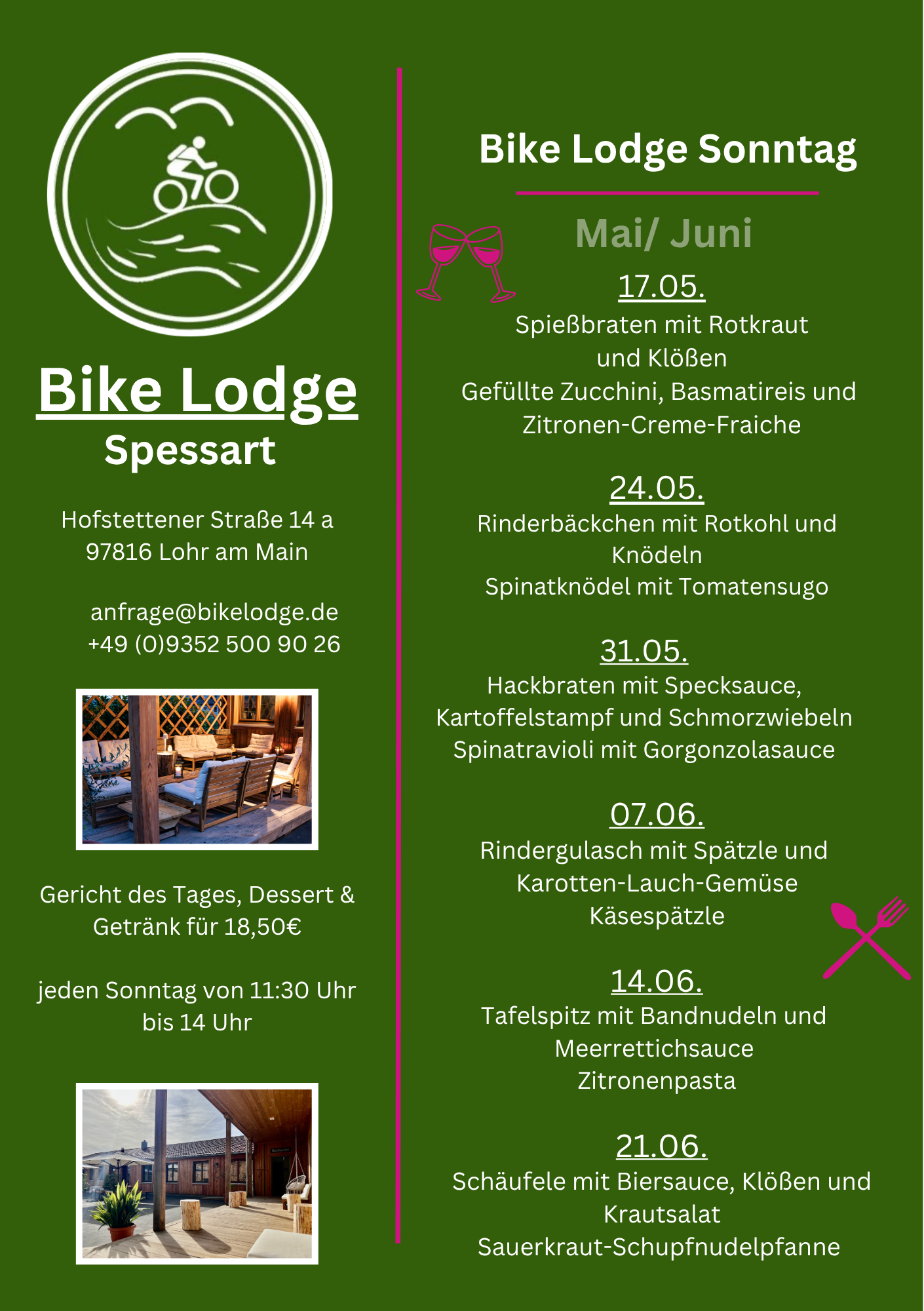 Unsere menu von Bike Lodge GmbH