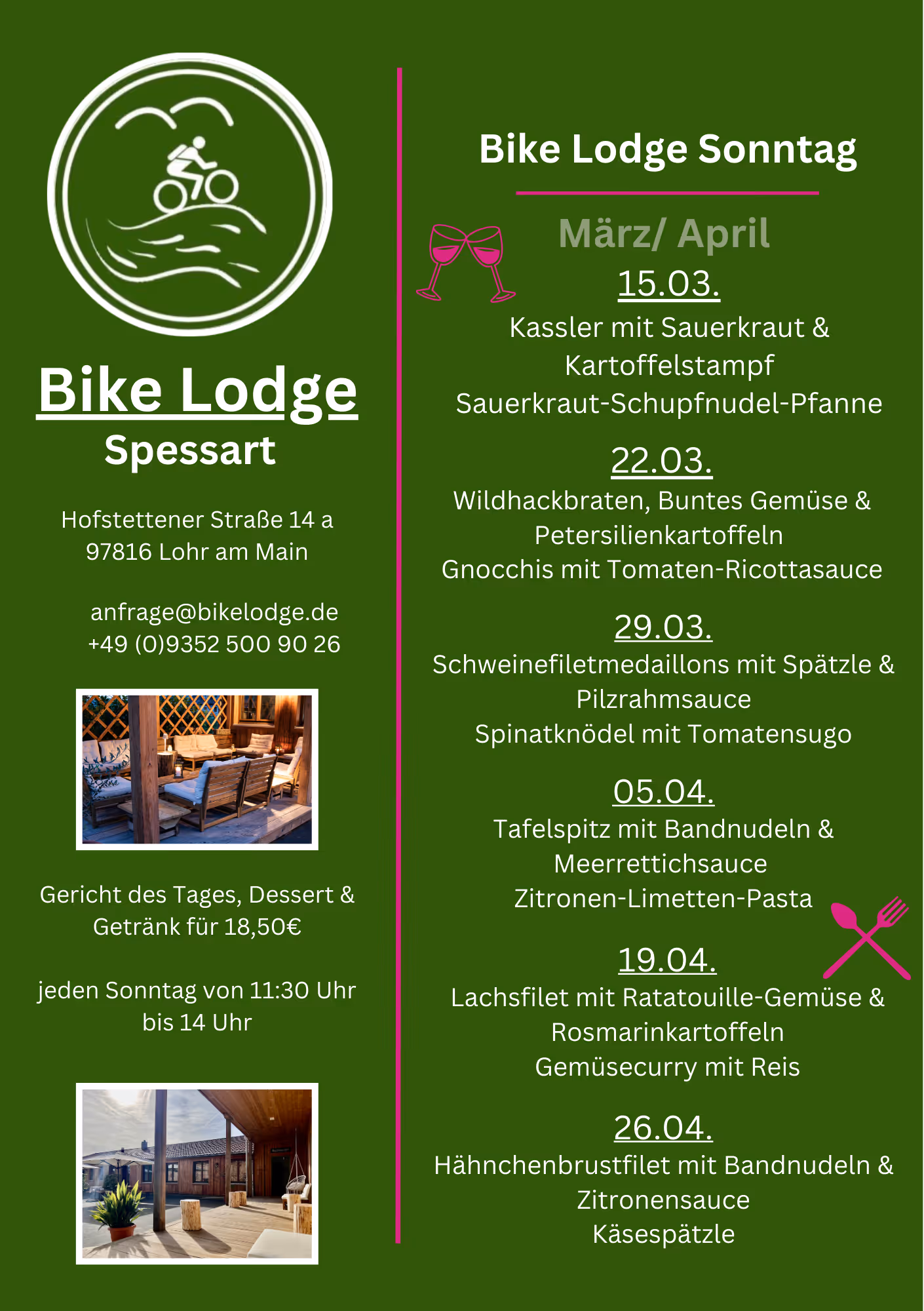 Unsere menu von Bike Lodge GmbH